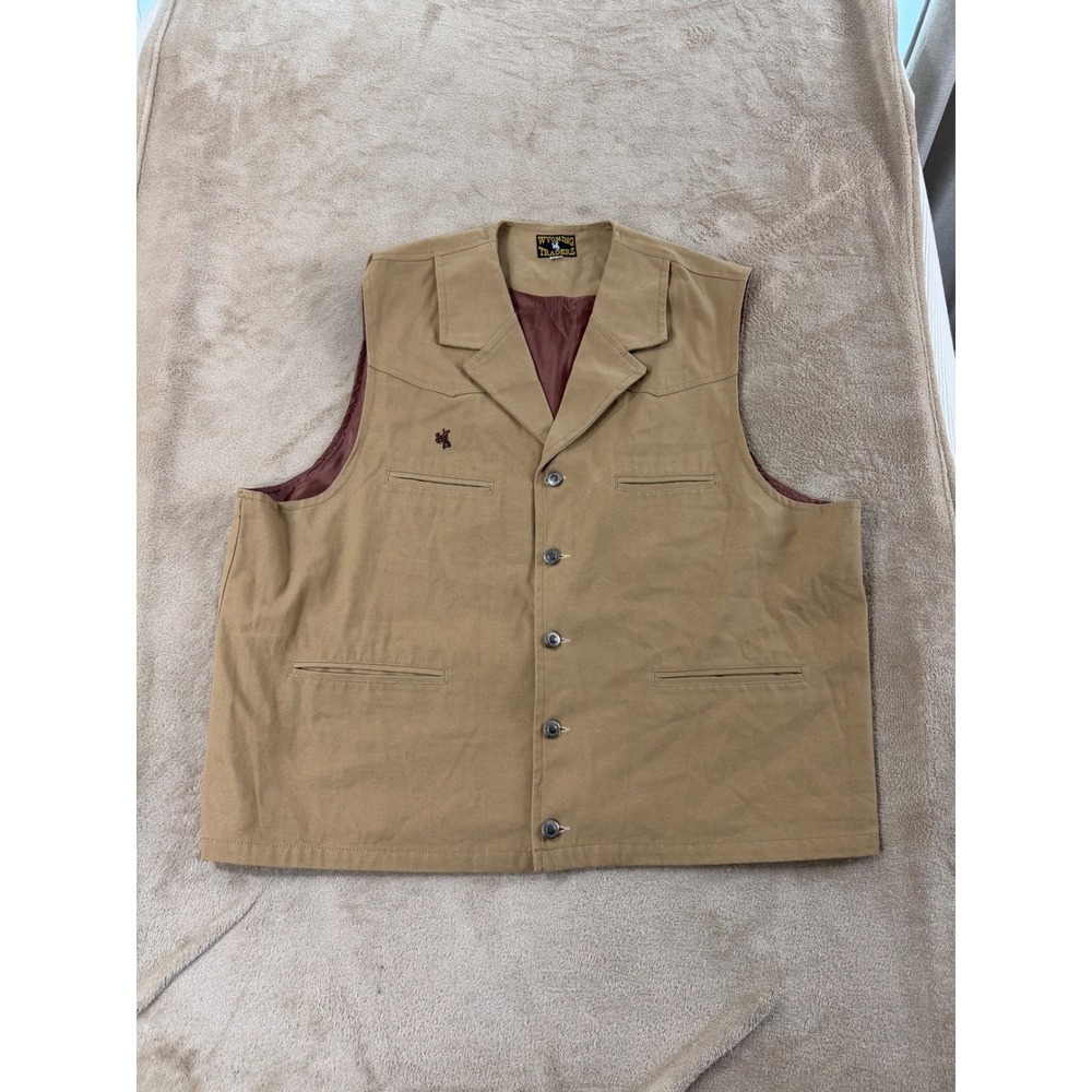 Wyoming‎ Traders Mens Vest XXXL Tan Western Cowboy Style Sleeveless cotton EUC